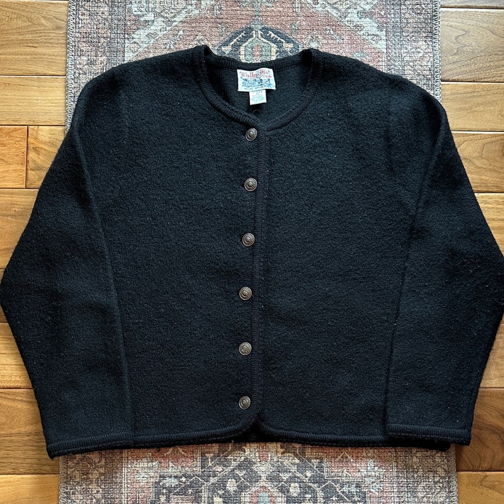 Vtg Tally Ho boiled wool sweater jacket